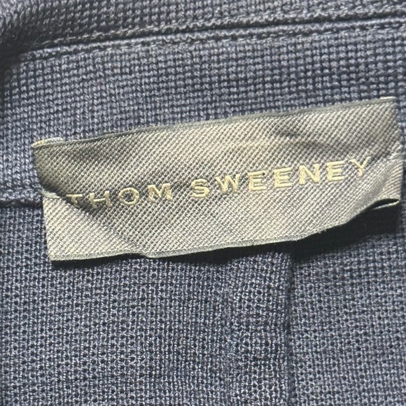 THOM SWEENEY Men's Navy Double-Breasted 100% Wool Blazer Minimal Preppy Size 48 - Picture 2 of 14